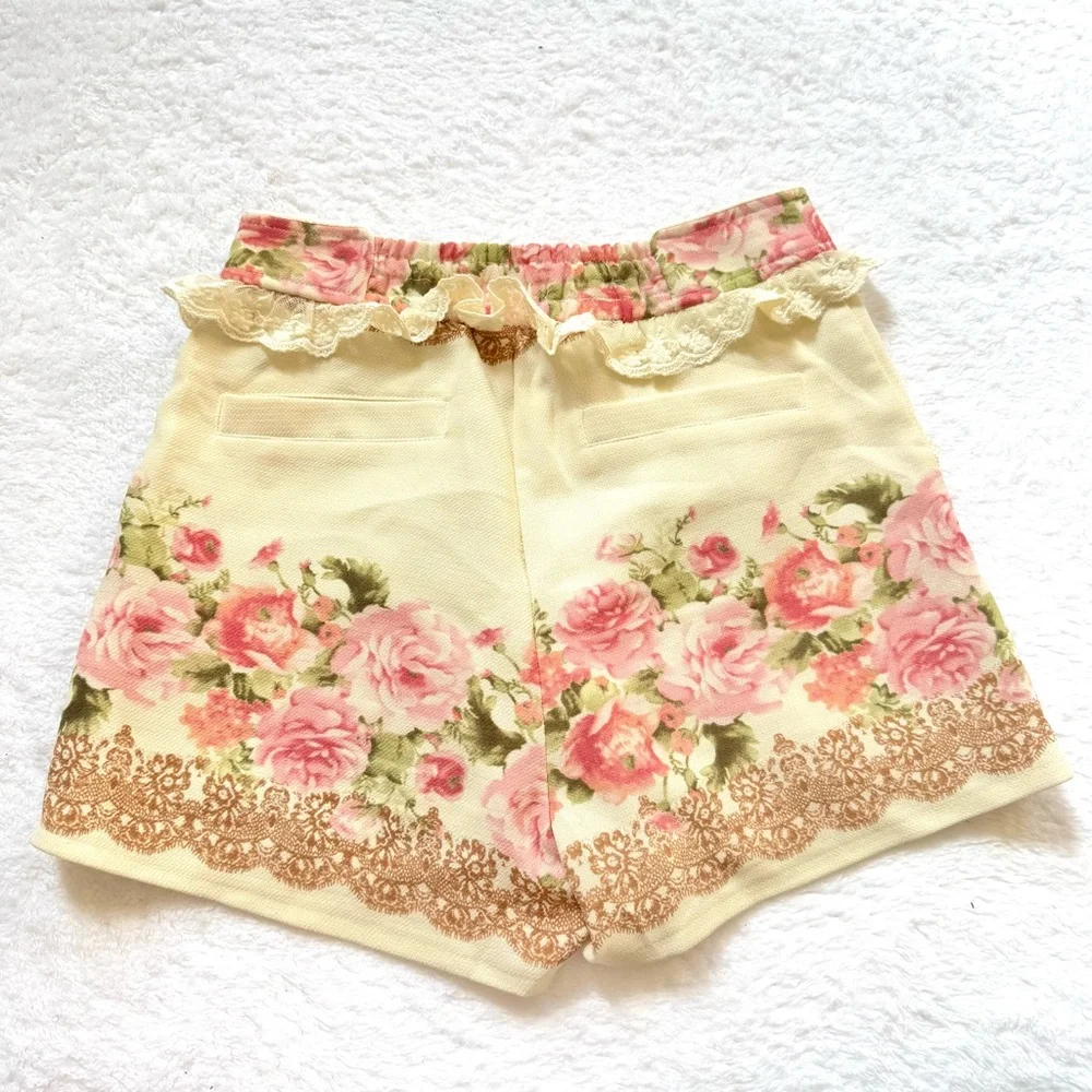 LIZ LISA Floral Short Pants Lace Hime Gal Japan Women size 1 Flower Y2K Lolita